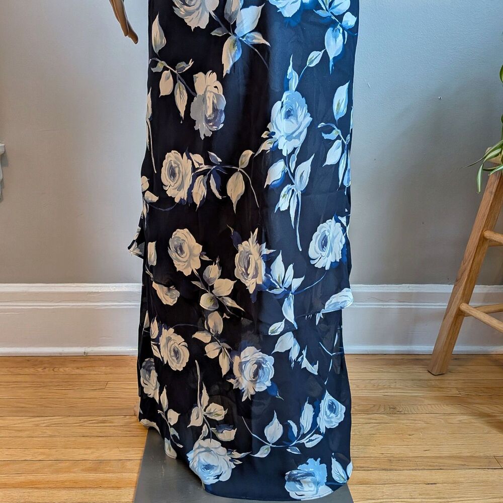 Vintage 90s Y2K Jessica McClintock Floral Gown Bejeweled Straps Maxi Dress 8 - Picture 11 of 11